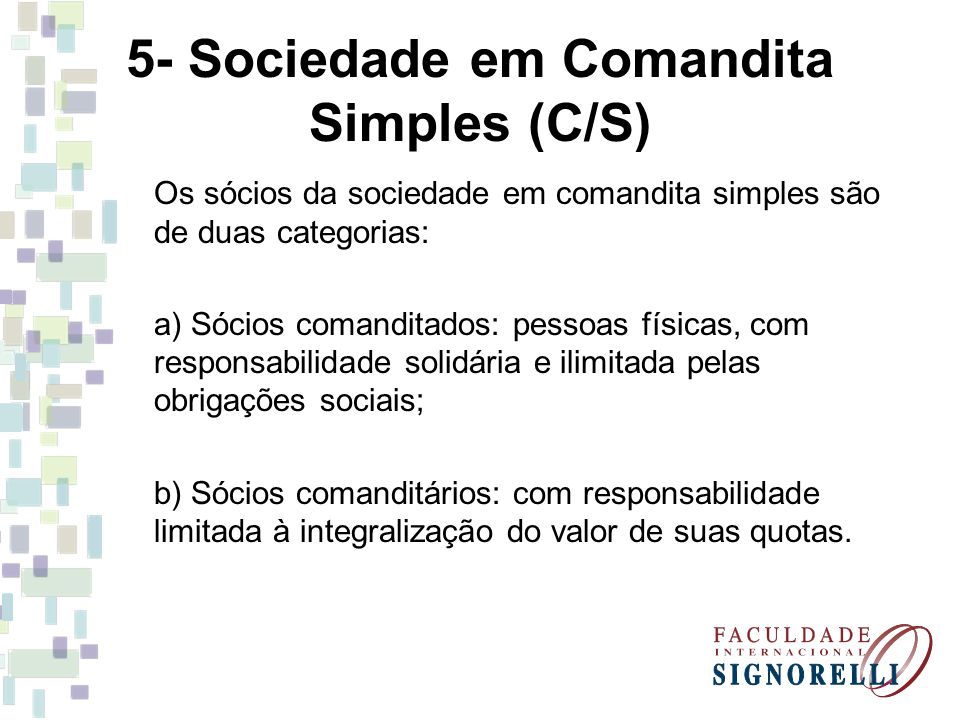 5- Sociedade em Comandita Simples (C/S)