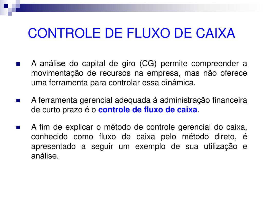 CONTROLE DE FLUXO DE CAIXA