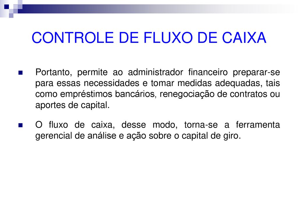 CONTROLE DE FLUXO DE CAIXA