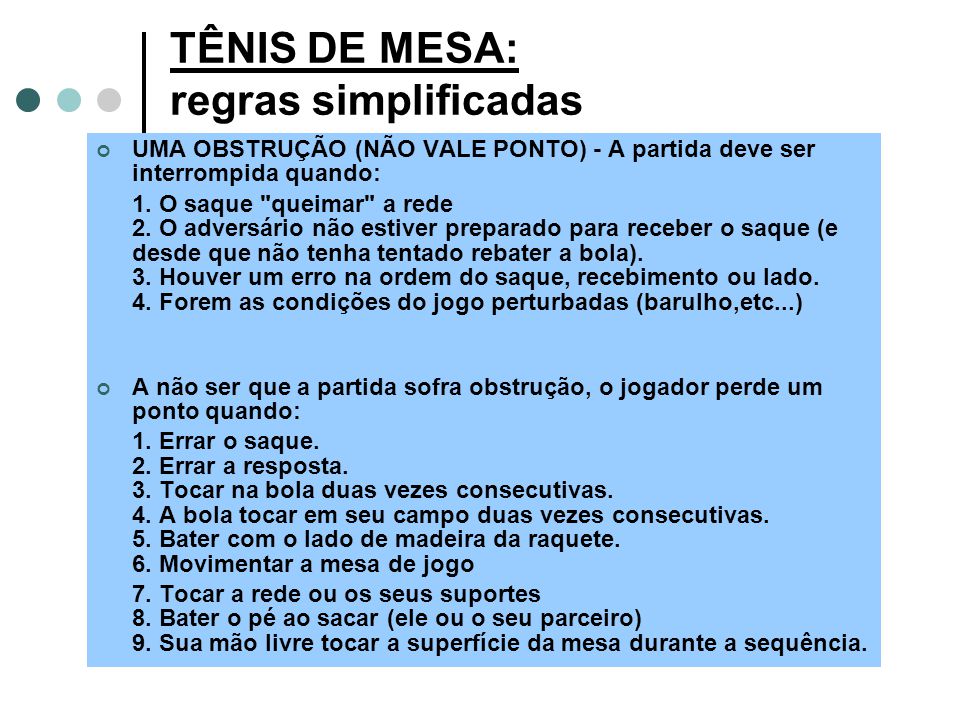 Tênis de Mesa Regras –