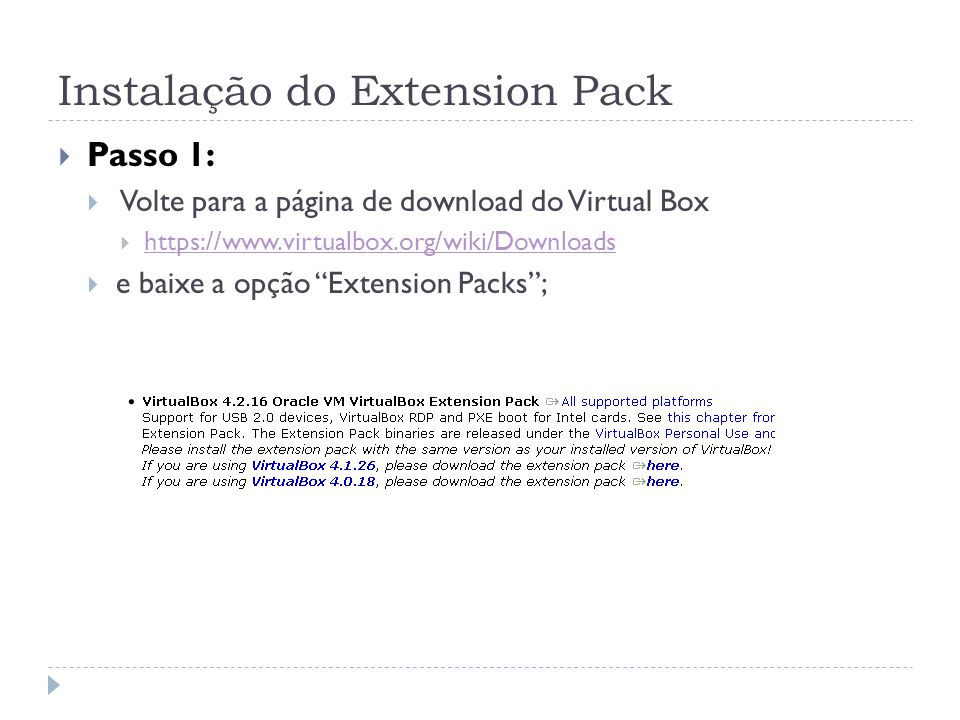 Instalação do Extension Pack