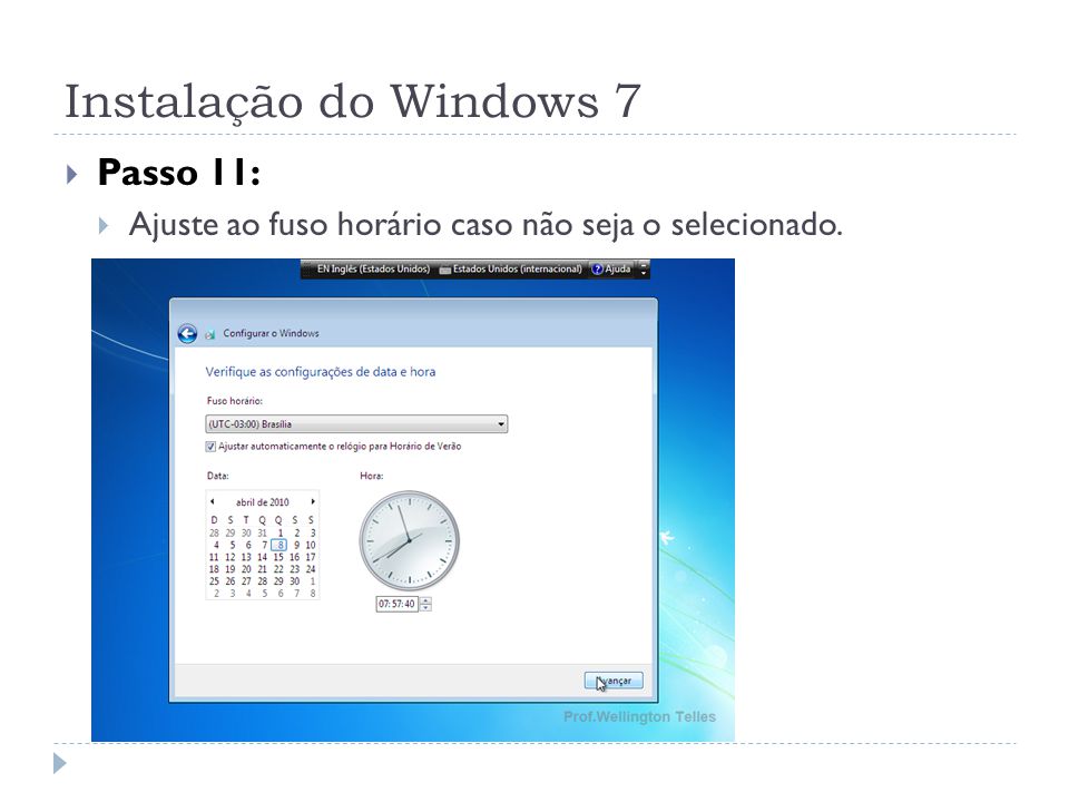 Instalação do Windows 7 Passo 11: