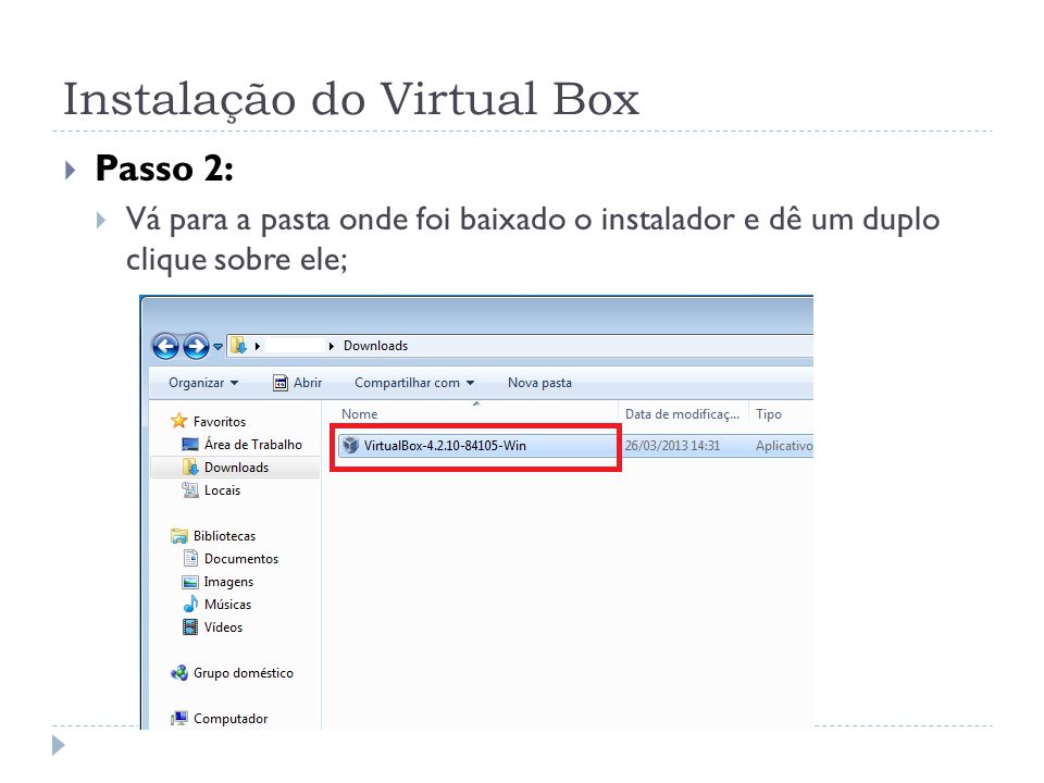 Instalação do Virtual Box