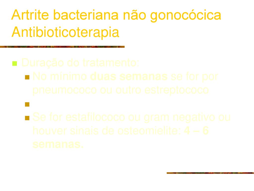 artrite bacteriana não gonocócica)