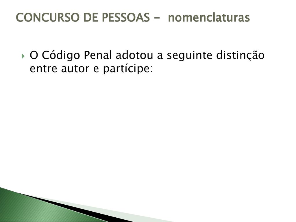 CONCURSO DE PESSOAS - nomenclaturas