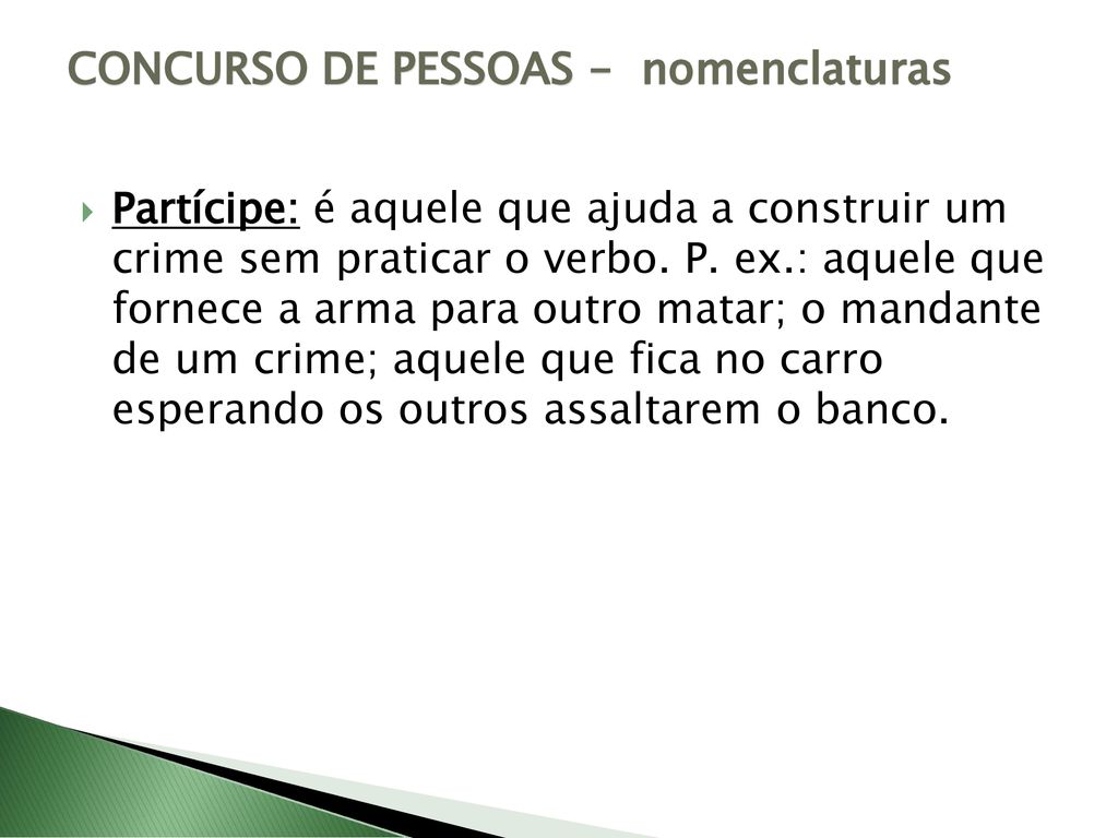 CONCURSO DE PESSOAS - nomenclaturas
