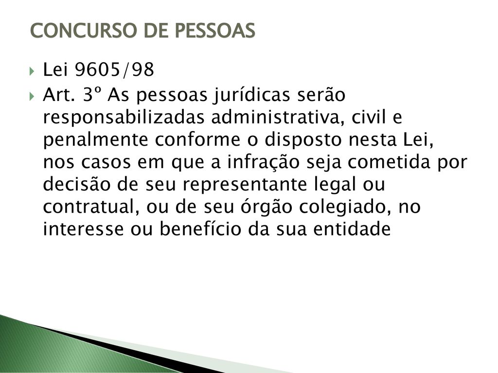 CONCURSO DE PESSOAS Lei 9605/98