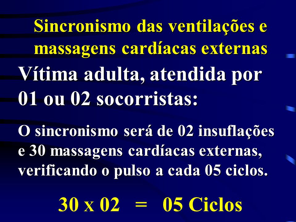 Sincronismo das ventilações e massagens cardíacas externas