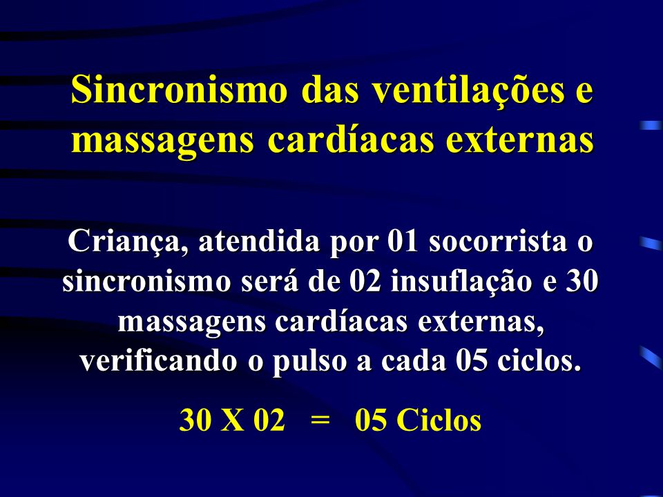 Sincronismo das ventilações e massagens cardíacas externas