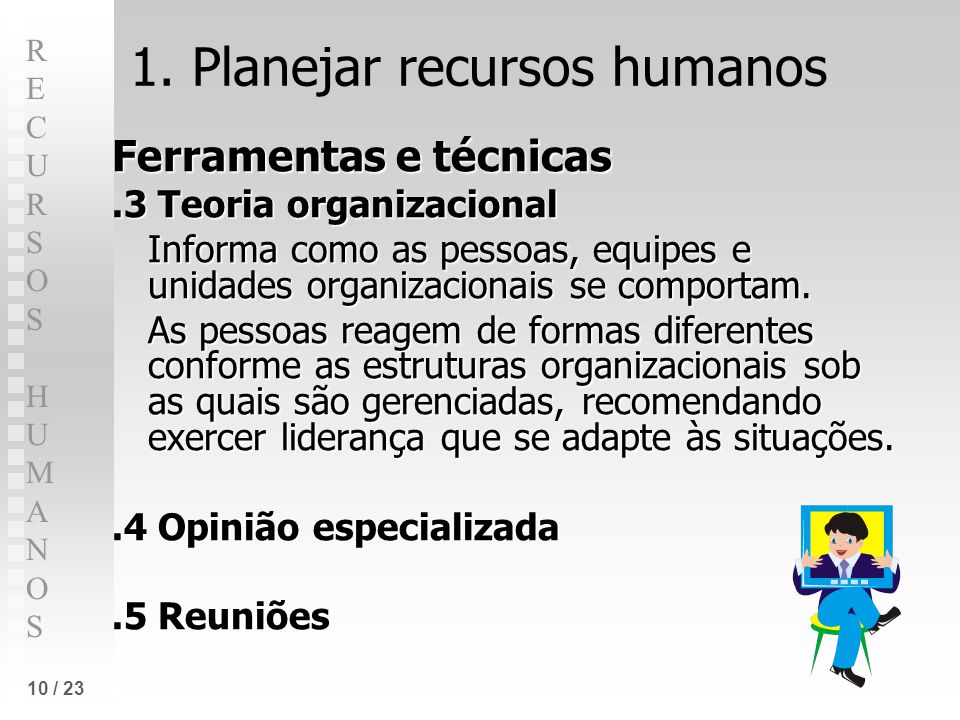 1. Planejar recursos humanos