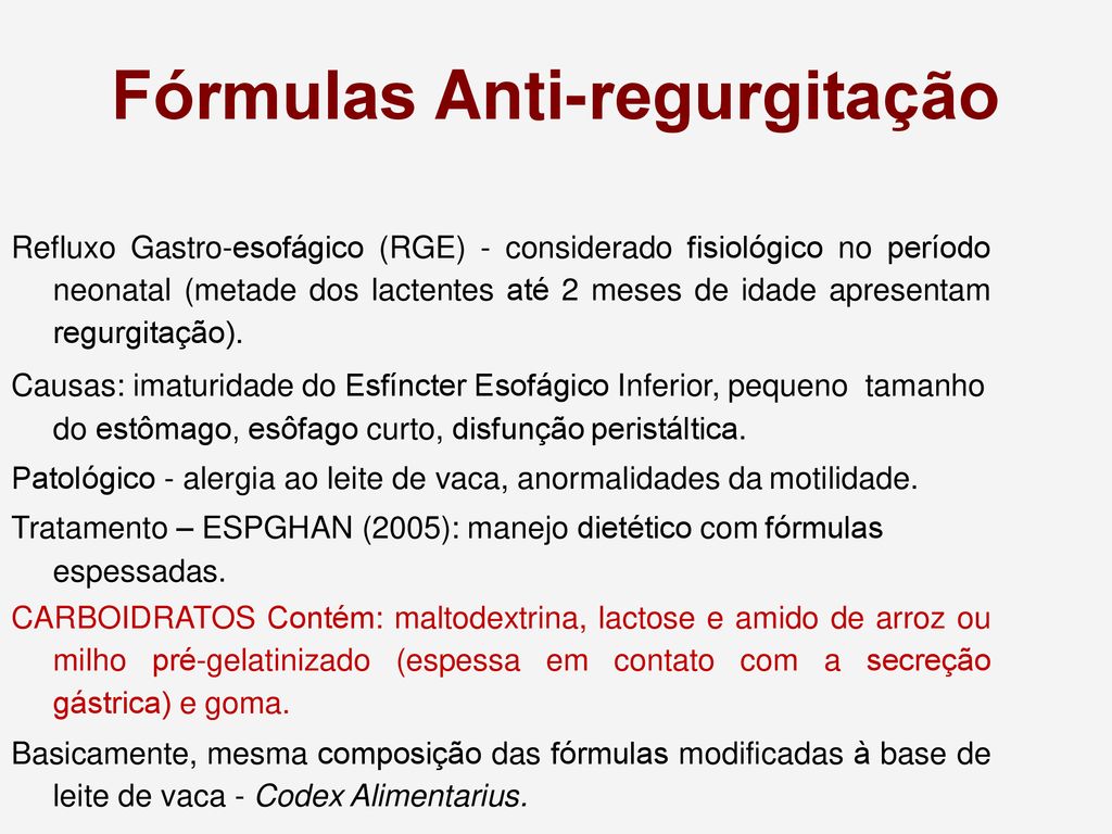 Fórmulas Anti-regurgitação