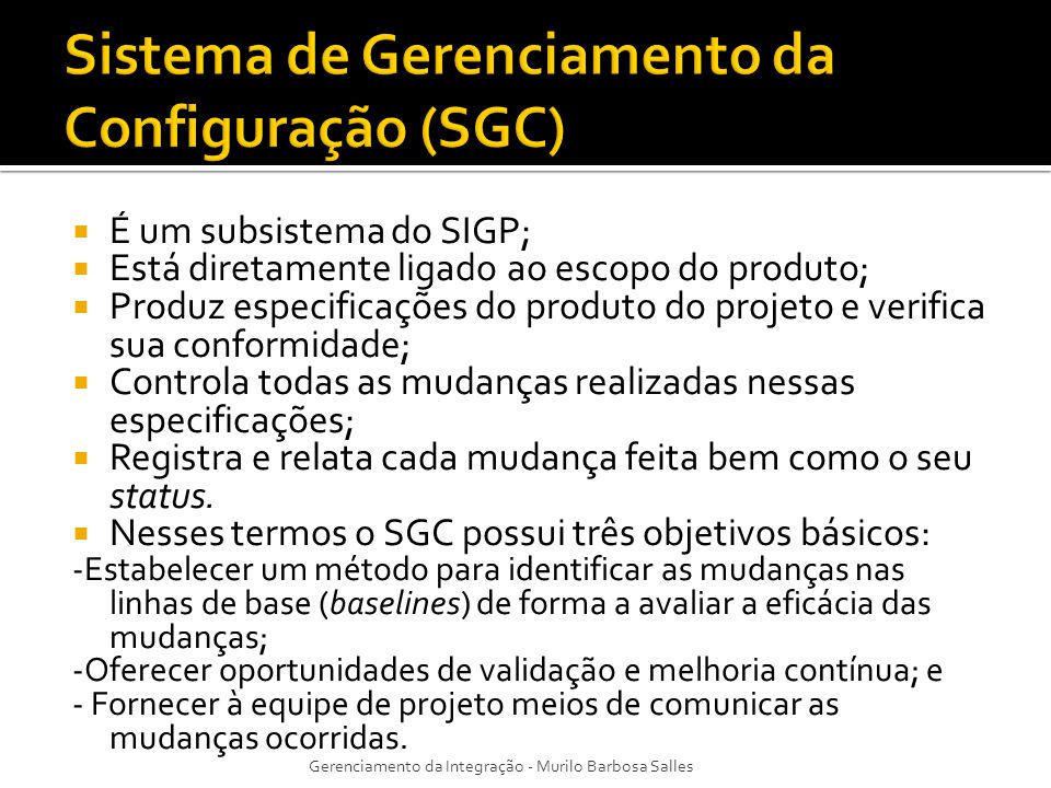 Sistema de Gerenciamento da Configuração (SGC)