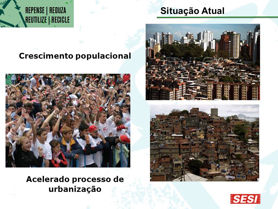 Crescimento populacional Acelerado processo de urbanização