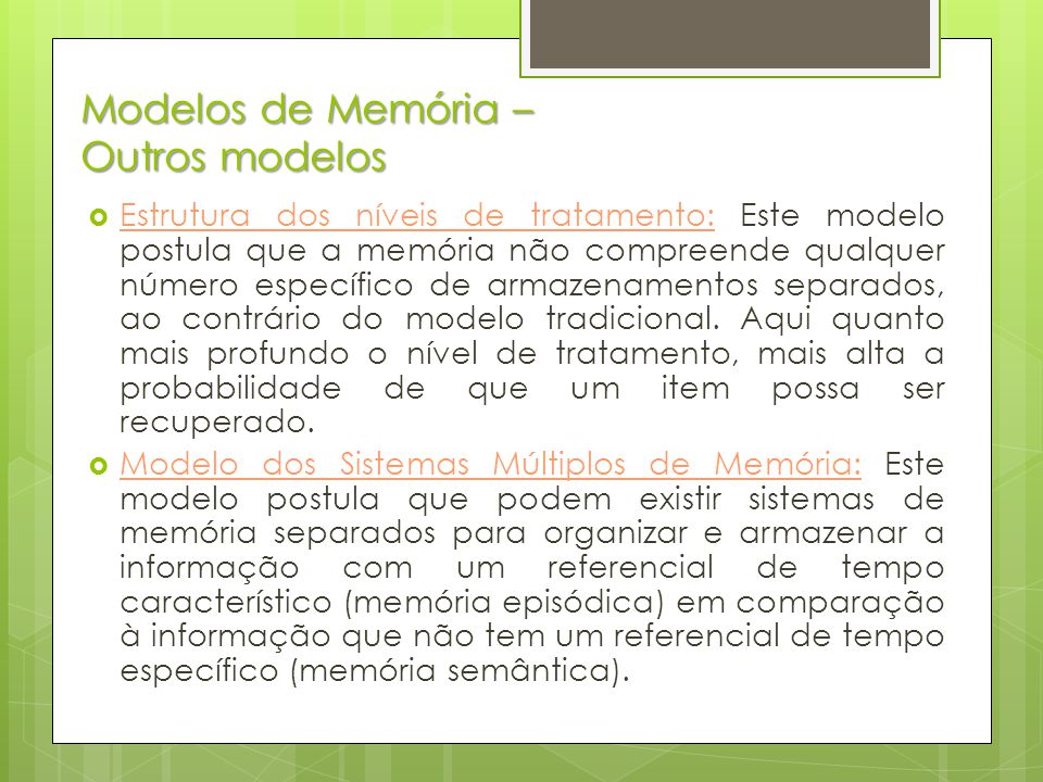 Memória: Modelos , Estruturas e Processos - ppt video online carregar