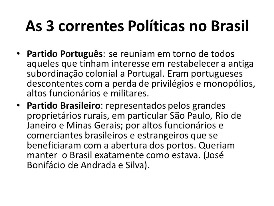 As 3 correntes Políticas no Brasil
