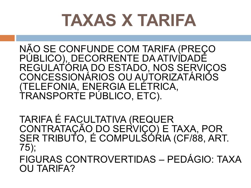 TAXAS X TARIFA
