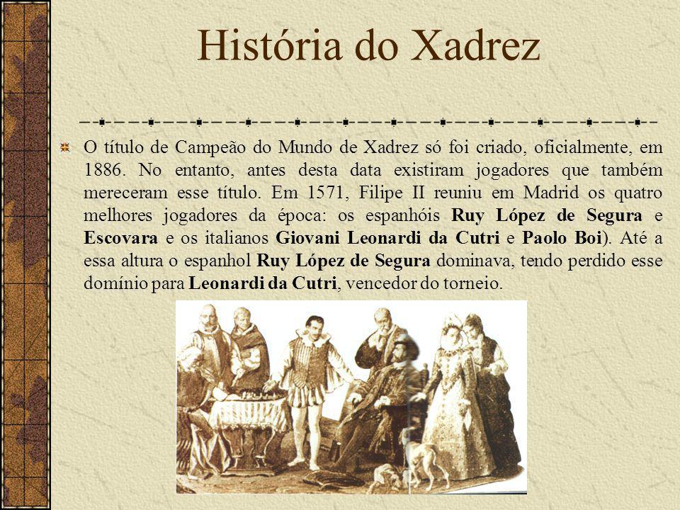 História do Xadrez Vamos apresentar uma breve História do Xadrez