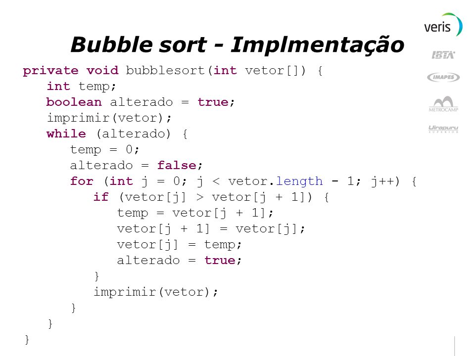 Você sabia?: Ordenação de vetor usando o algoritmo Bubble Sort