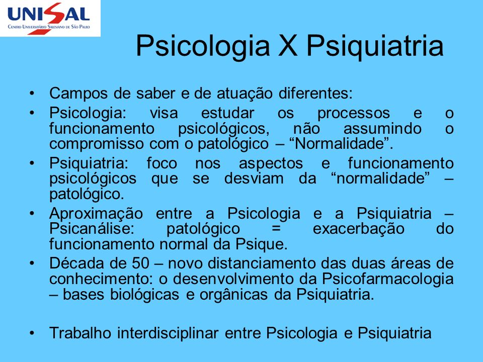 Psicologia X Psiquiatria