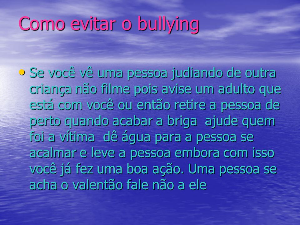 Como evitar o bullying