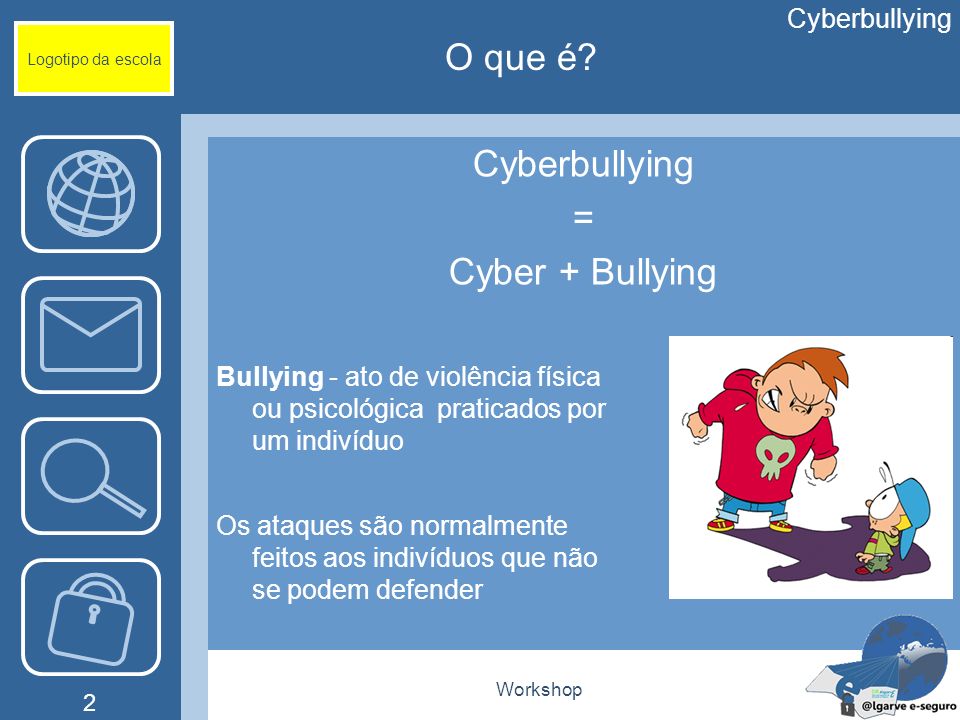 Cyberbullying Workshop Professores Logotipo da escola ppt carregar