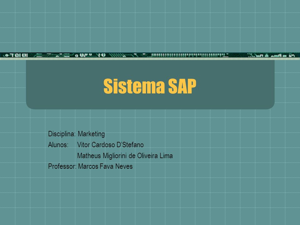 Sistema SAP Disciplina: Marketing Alunos: Vitor Cardoso D’Stefano