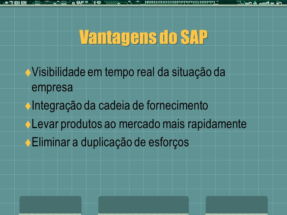 Vantagens do SAP Visibilidade em tempo real da situação da empresa