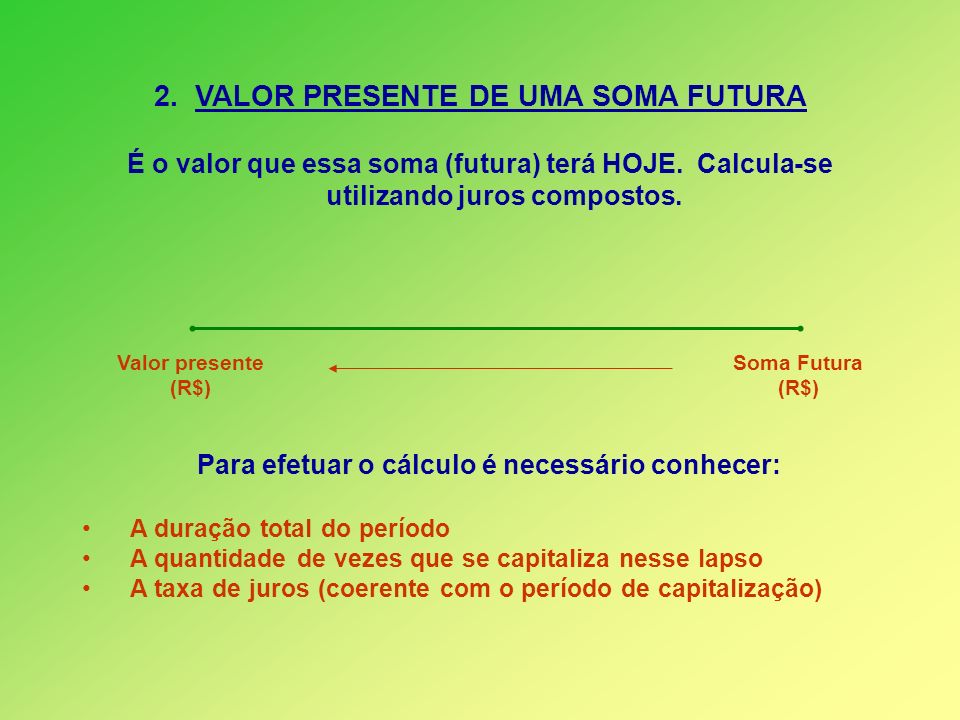 2. VALOR PRESENTE DE UMA SOMA FUTURA