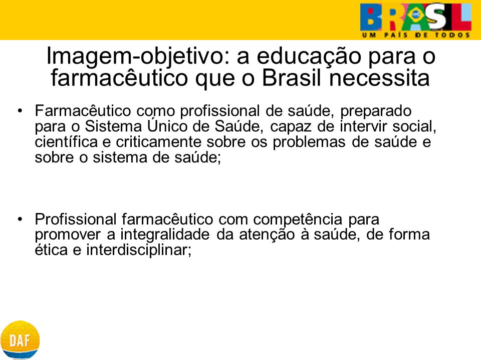 Imagem-objetivo: a educação para o farmacêutico que o Brasil necessita