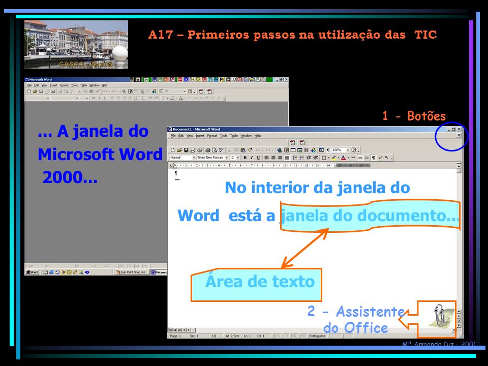 ... A janela do Microsoft Word Área de texto