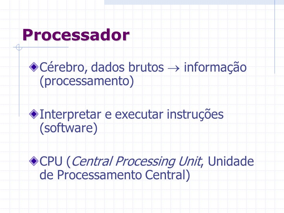 Processador Cérebro, dados brutos  informação (processamento)