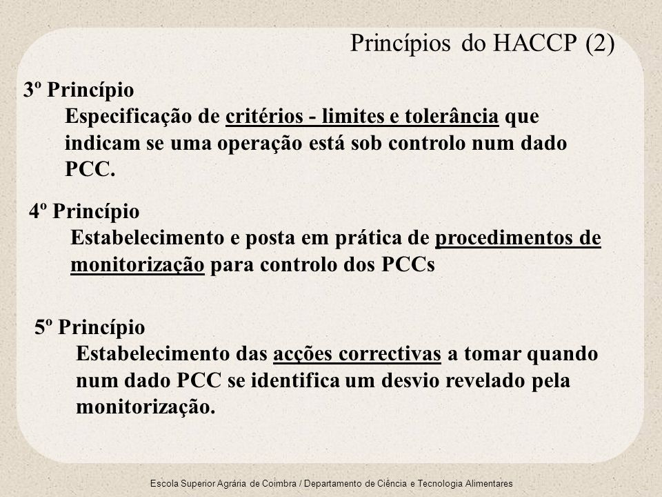 Princípios do HACCP (2) 3º Princípio