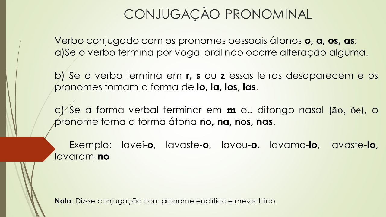 PRONOMES - Conjugação Pronominal