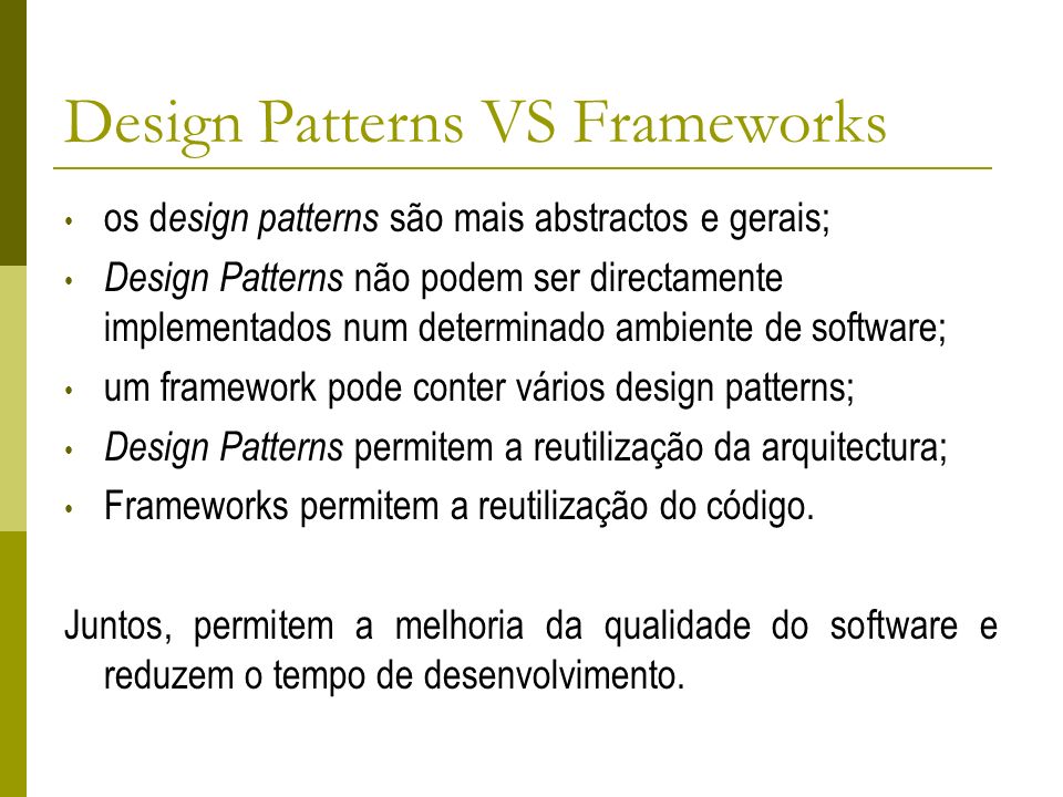 Design Patterns VS Frameworks
