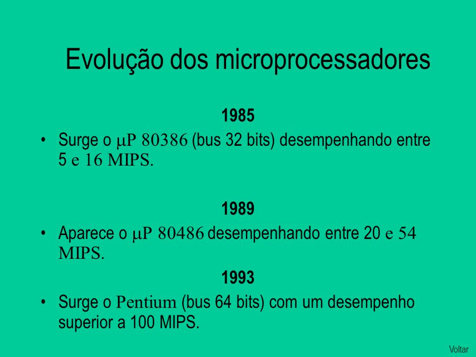 Evolução dos microprocessadores