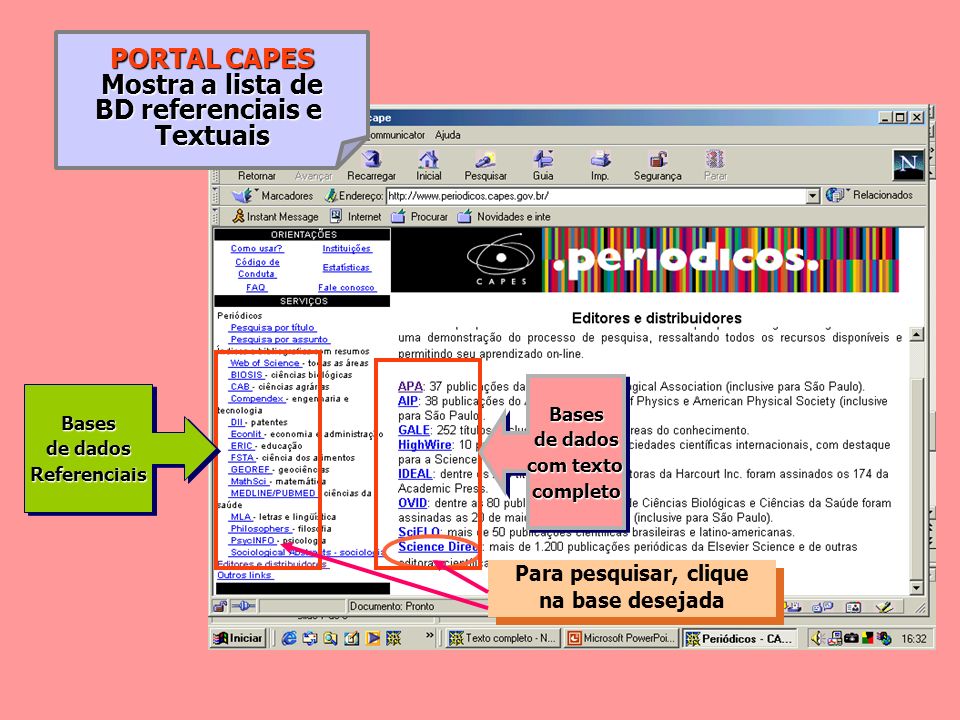 PORTAL CAPES Mostra a lista de BD referenciais e Textuais