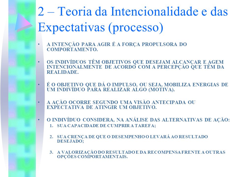 2 – Teoria da Intencionalidade e das Expectativas (processo)