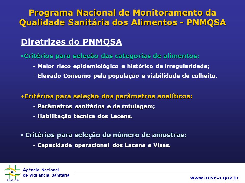 Programa Nacional de Monitoramento da Qualidade Sanitária dos Alimentos - PNMQSA