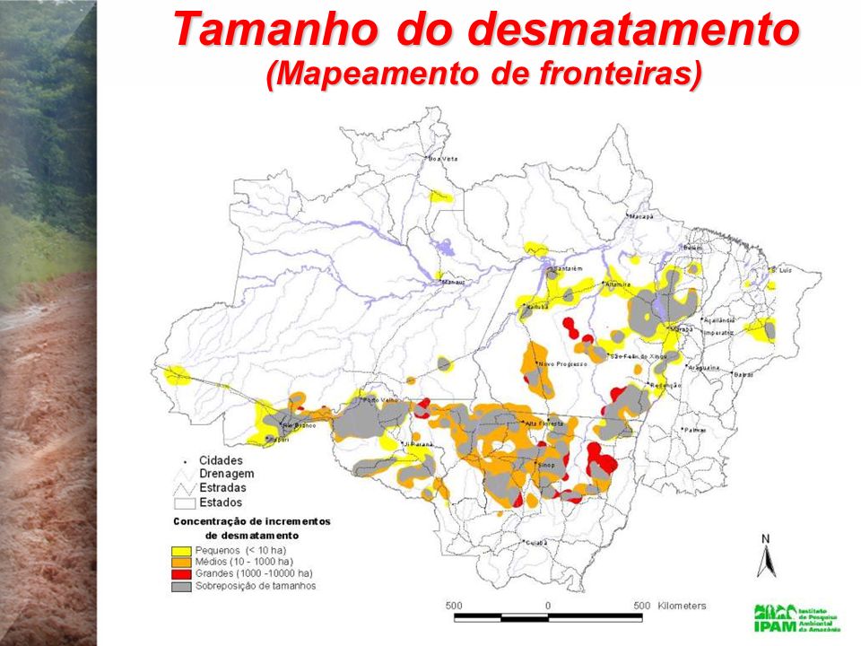 Tamanho do desmatamento (Mapeamento de fronteiras)
