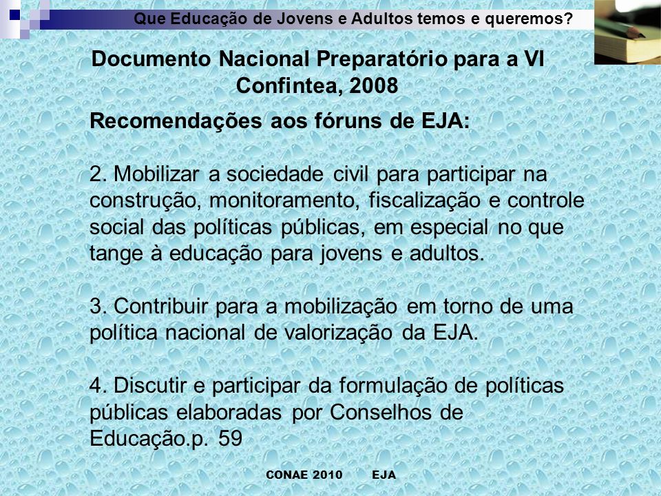 Documento Nacional Preparatório para a VI Confintea, 2008