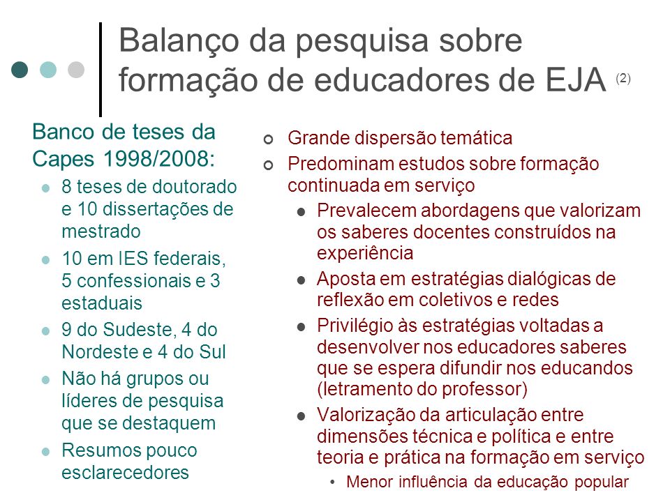 Balanço da pesquisa sobre formação de educadores de EJA (2)