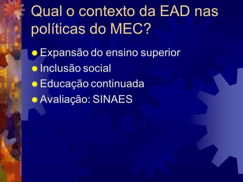 Qual o contexto da EAD nas políticas do MEC