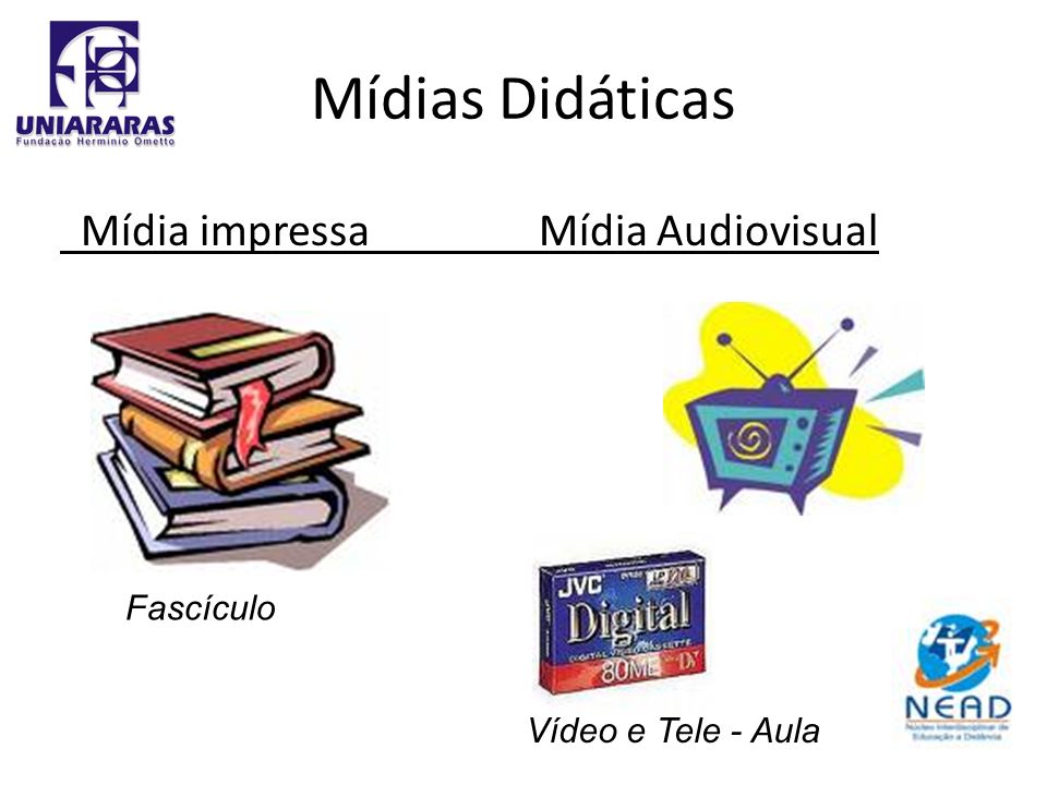 Mídias Didáticas Mídia impressa Mídia Audiovisual Fascículo