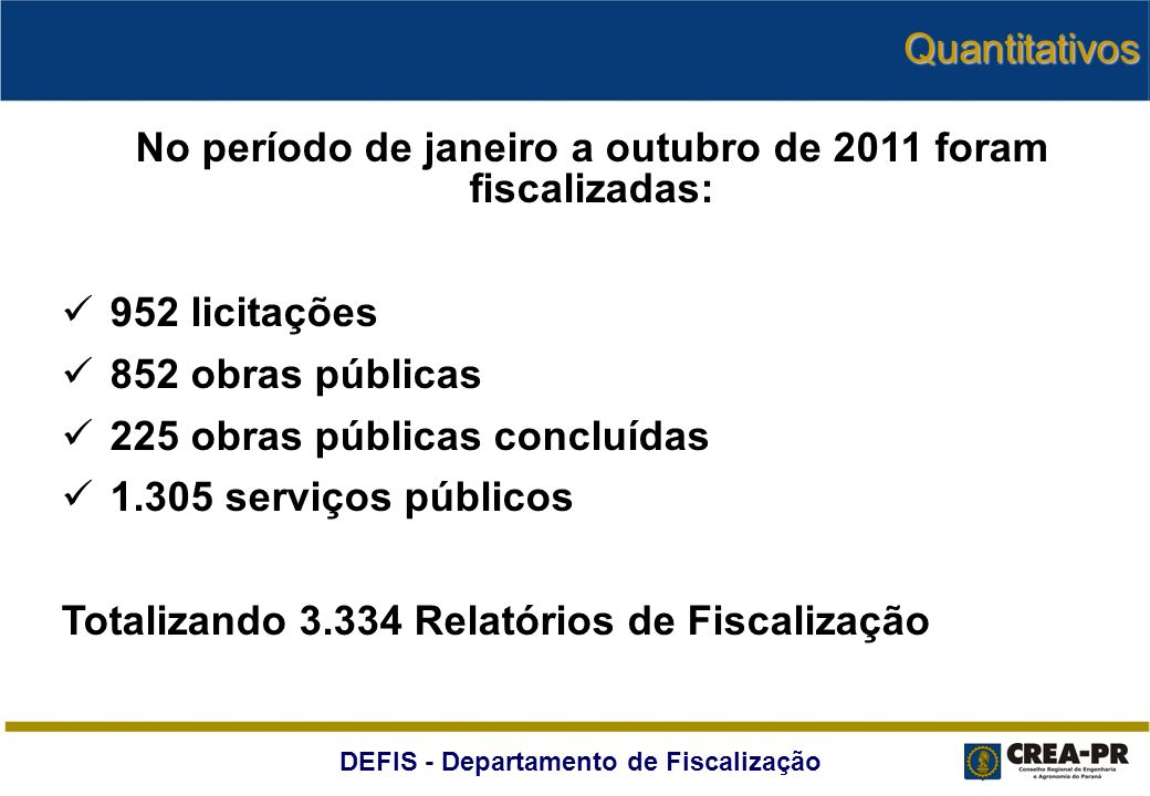 No período de janeiro a outubro de 2011 foram fiscalizadas:
