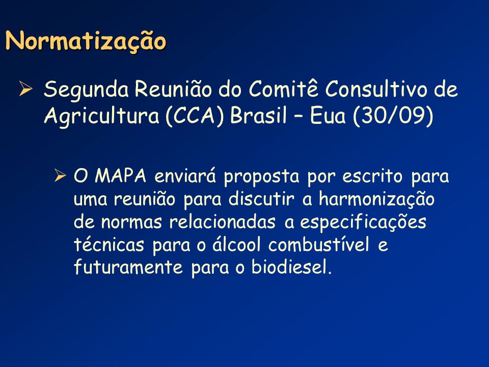Normatização Segunda Reunião do Comitê Consultivo de Agricultura (CCA) Brasil – Eua (30/09)