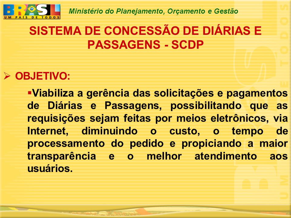 SISTEMA DE CONCESSÃO DE DIÁRIAS E PASSAGENS - SCDP