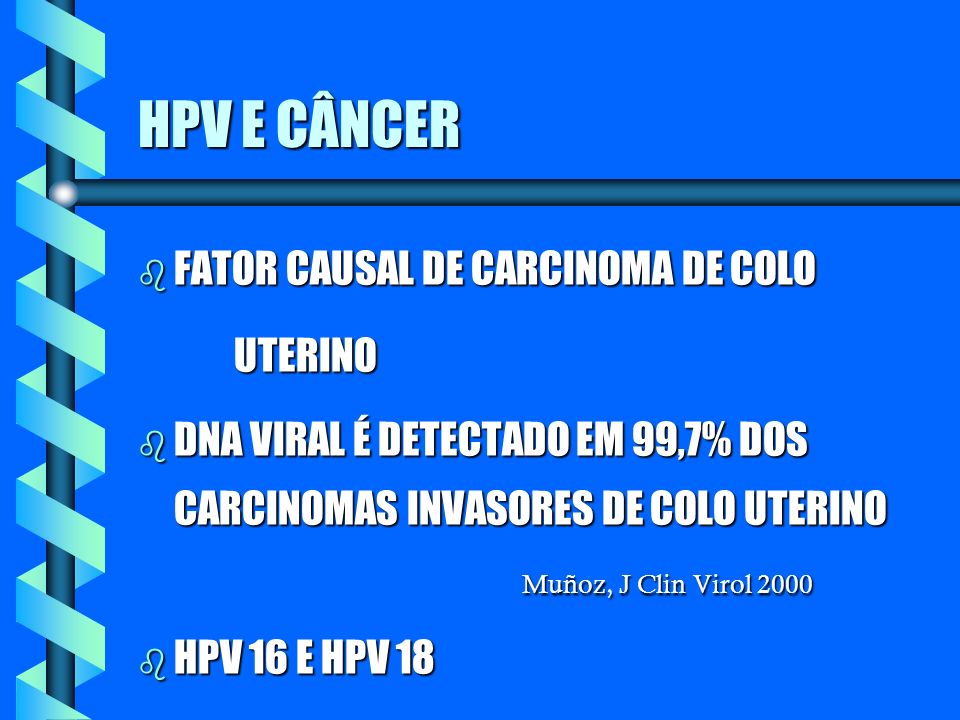 HPV E CÂNCER FATOR CAUSAL DE CARCINOMA DE COLO UTERINO