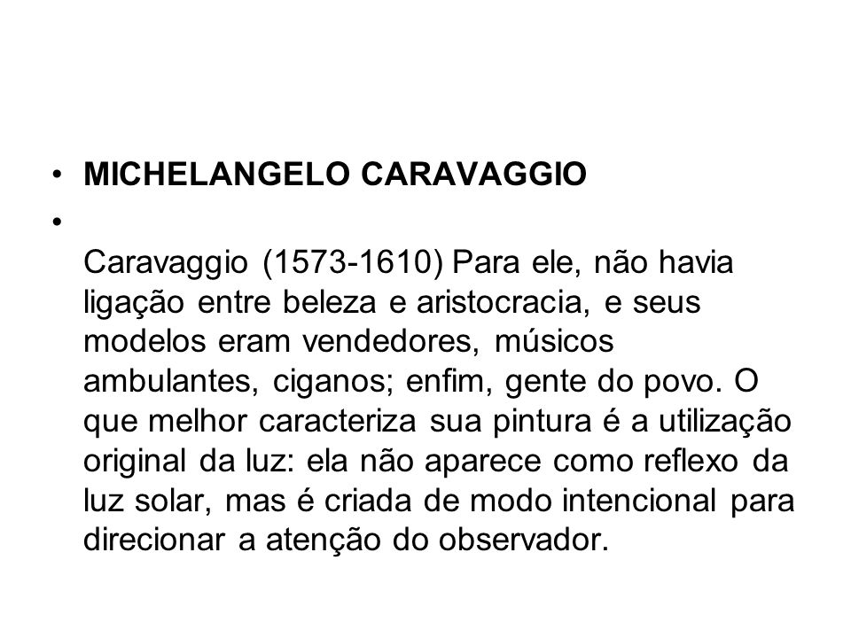 MICHELANGELO CARAVAGGIO