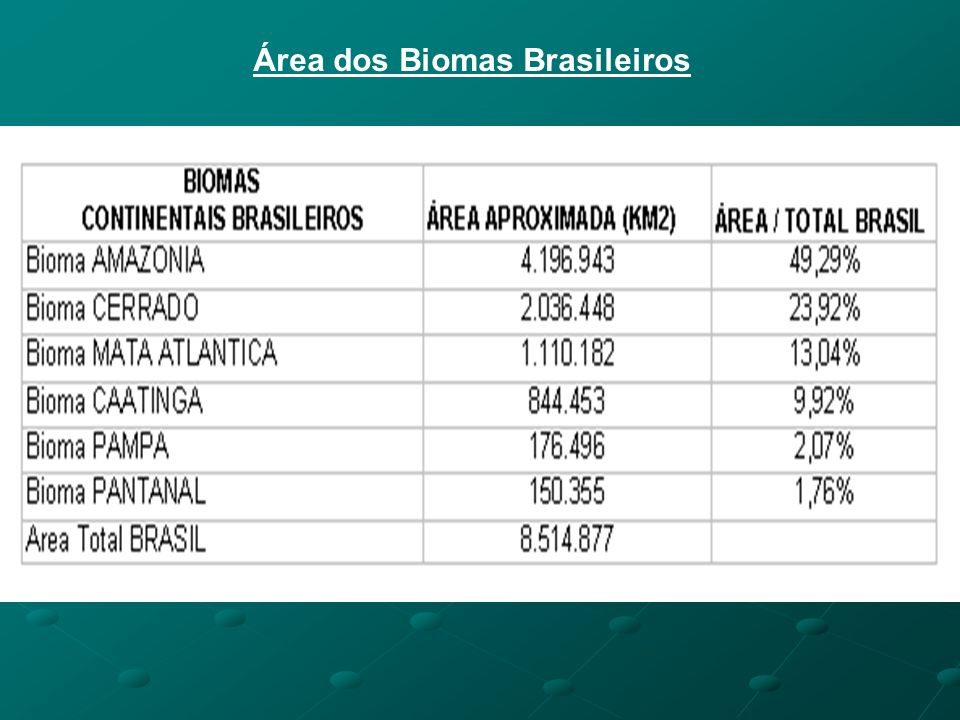 Área dos Biomas Brasileiros