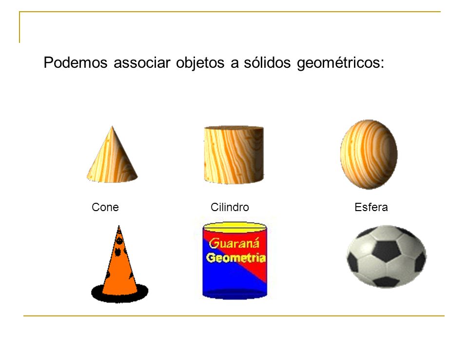 Podemos associar objetos a sólidos geométricos:
